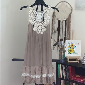 Crochet and light brown dress